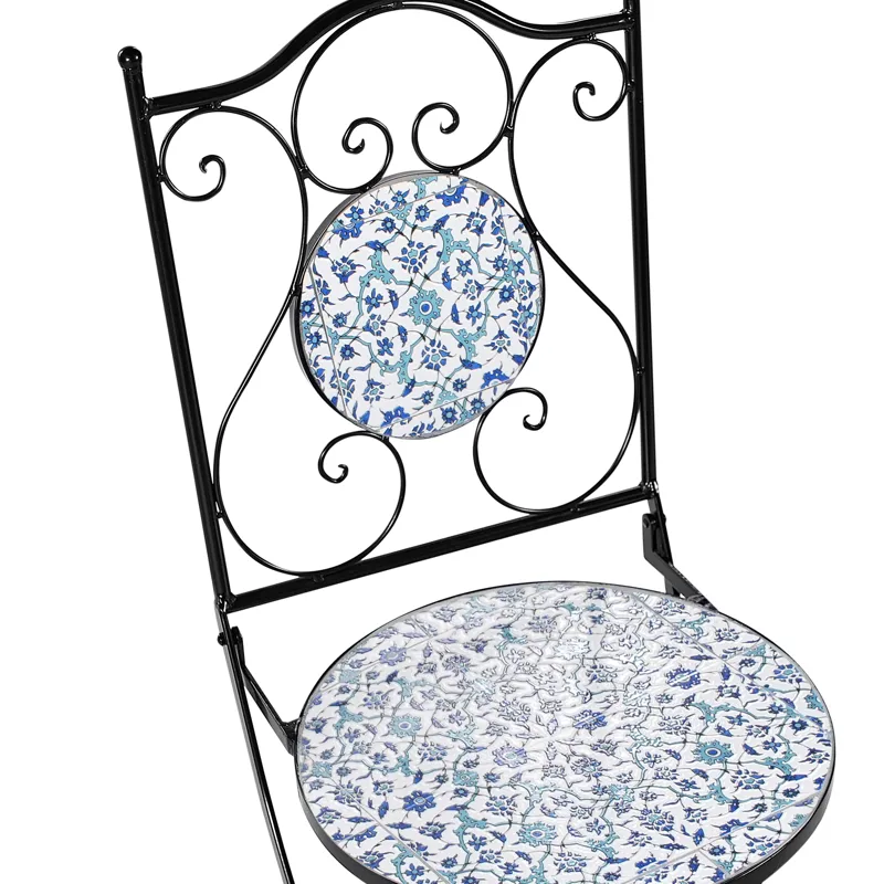 Caféssett utendørs sammenleggbar Chapeco Jern - Svart/blå/hvit - Hagemøbler - Balkong - Balkongmøbler - Balkonggrupper