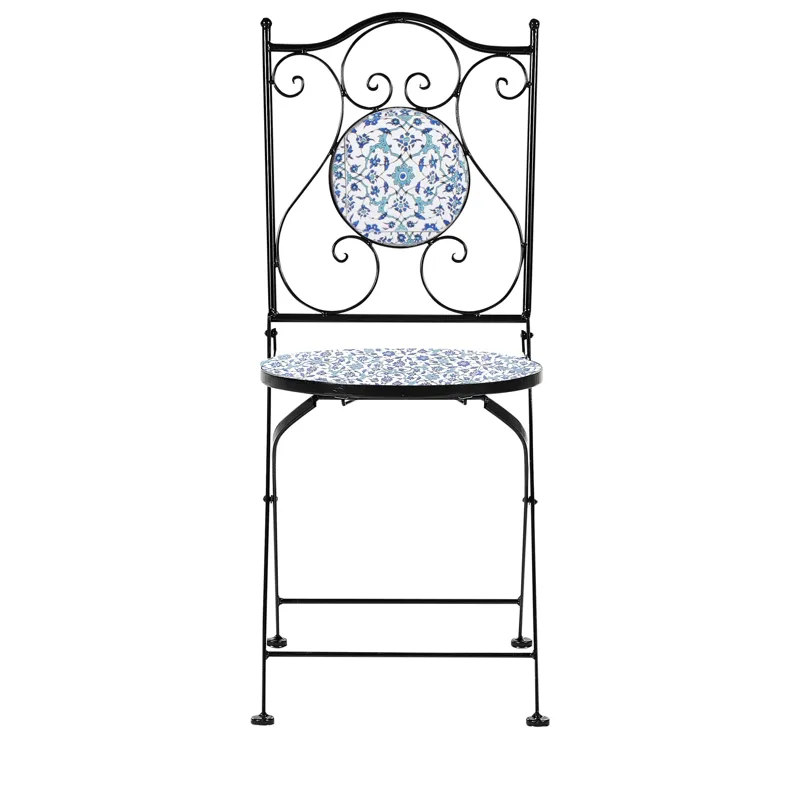 Caféssett utendørs sammenleggbar Chapeco Jern - Svart/blå/hvit - Hagemøbler - Balkong - Balkongmøbler - Balkonggrupper