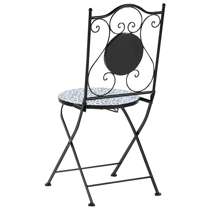 Caféssett utendørs sammenleggbar Chapeco Jern - Svart/blå/hvit - Hagemøbler - Balkong - Balkongmøbler - Balkonggrupper