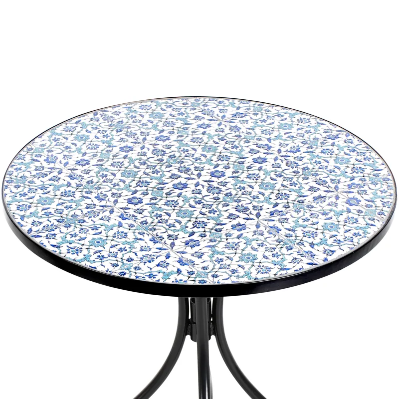 Caféssett utendørs sammenleggbar Chapeco Jern - Svart/blå/hvit - Hagemøbler - Balkong - Balkongmøbler - Balkonggrupper