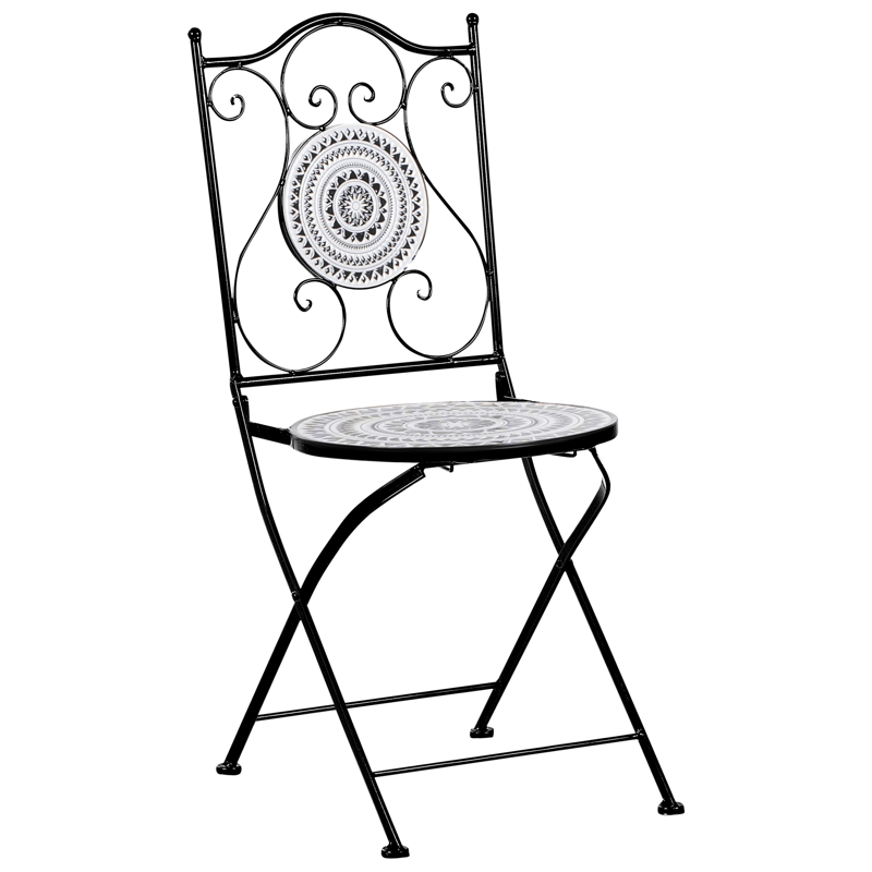 Caféssett utendørs sammenleggbar Comiso Jern - Svart/Hvit - Hagemøbler - Balkong - Balkongmøbler - Balkonggrupper