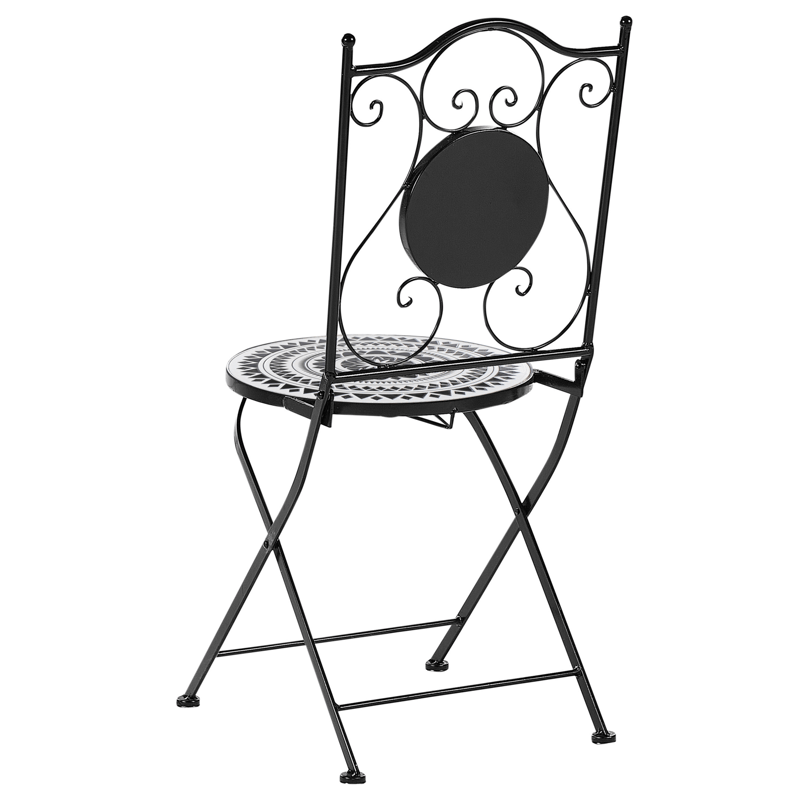 Caféssett utendørs sammenleggbar Comiso Jern - Svart/Hvit - Hagemøbler - Balkong - Balkongmøbler - Balkonggrupper