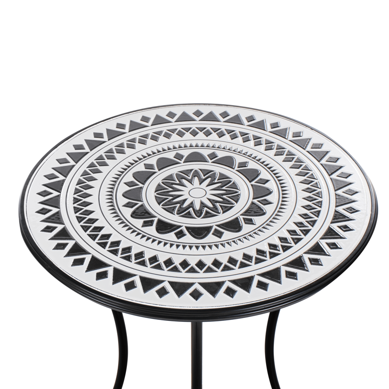 Caféssett utendørs sammenleggbar Comiso Jern - Svart/Hvit - Hagemøbler - Balkong - Balkongmøbler - Balkonggrupper