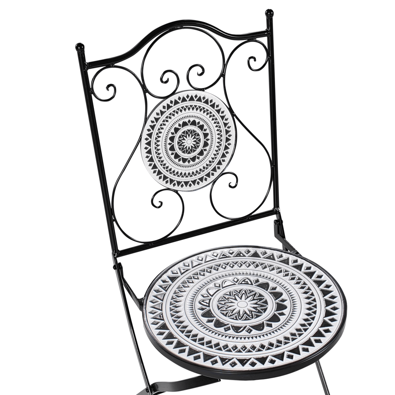 Caféssett utendørs sammenleggbar Comiso Jern - Svart/Hvit - Hagemøbler - Balkong - Balkongmøbler - Balkonggrupper