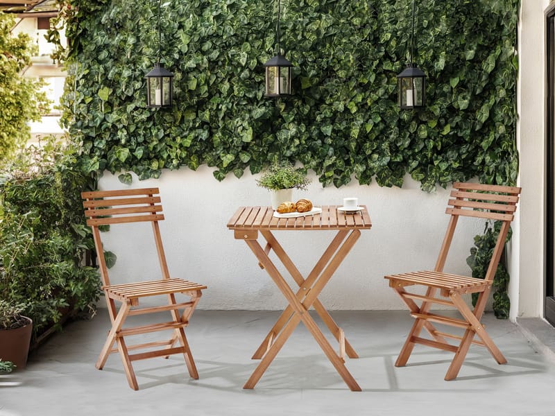 Caféssett utendørs sammenleggbar Solarolo akasietre - Brun - Hagemøbler - Balkong - Balkongmøbler - Balkonggrupper