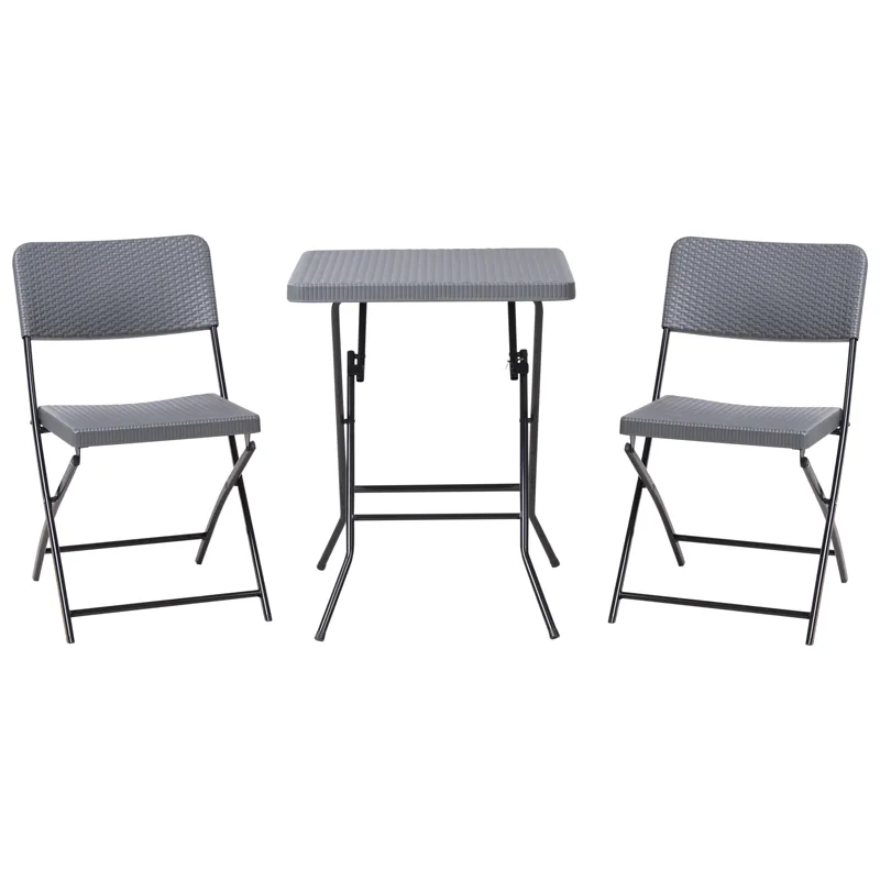 Caféssett utendørs sammenleggbar Trappeto, Grå/Svart