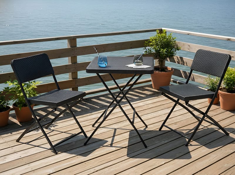 Caféssett utendørs Trappeto - Svart - Hagemøbler - Balkong - Balkongmøbler - Balkonggrupper