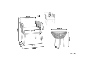 Cafeset Beliani Gargano Brun/grå Light grey||Black - Hagemøbler - Balkong - Balkongmøbler - Balkonggrupper