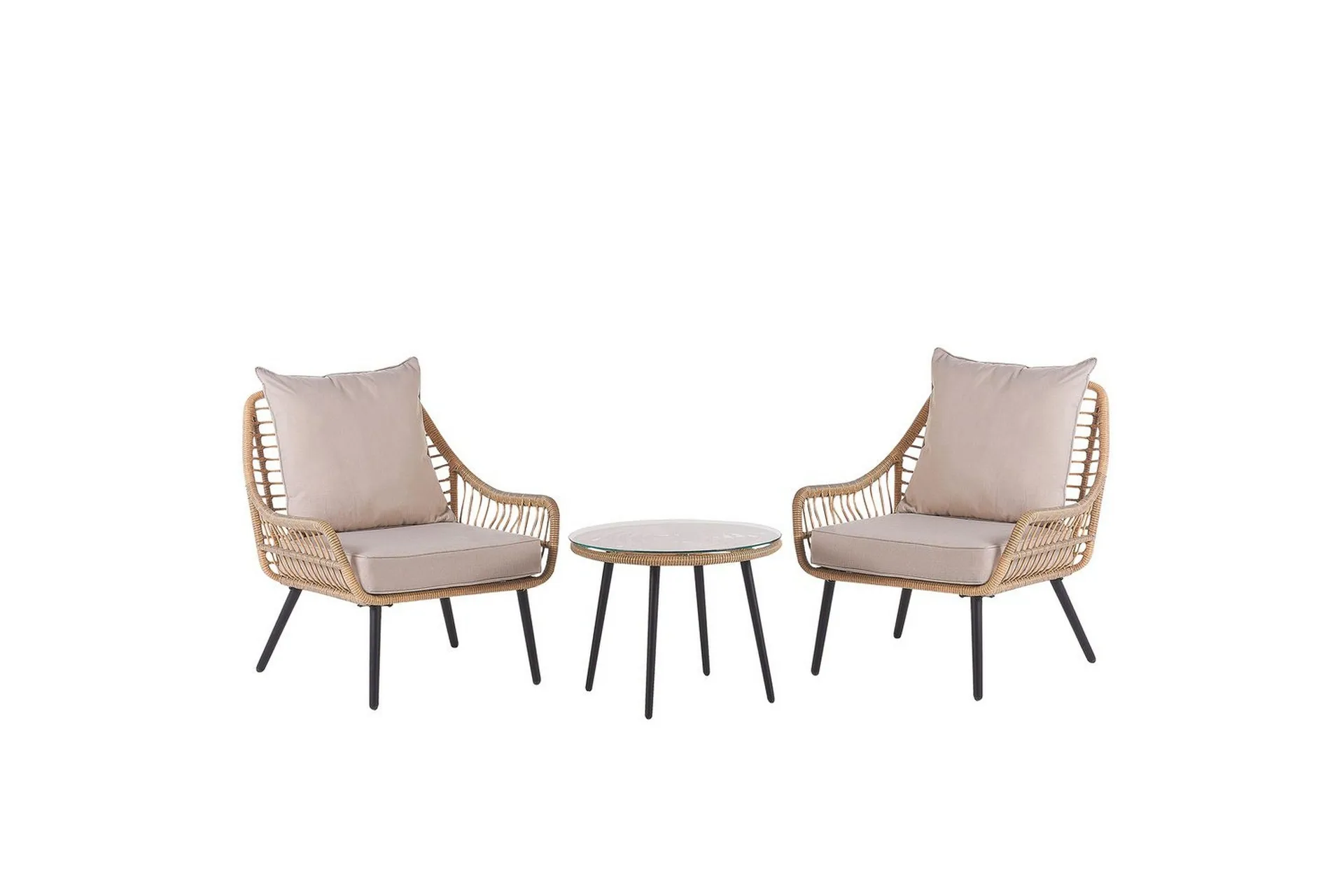 Cafeset Beliani Laureto Grå Natural\|\|Beige\|\|Black -