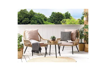 Cafeset Beliani Laureto Grå Natural||Beige||Black - Hagemøbler - Balkong - Balkongmøbler - Balkonggrupper
