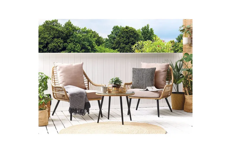 Cafeset Beliani Laureto Grå Natural||Beige||Black - Hagemøbler - Balkong - Balkongmøbler - Balkonggrupper