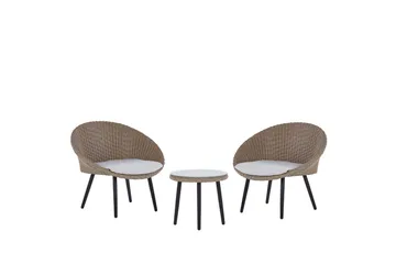 Cafeset Beliani Ortigia Ljusbeige - Hagemøbler - Balkong - Balkongmøbler - Balkonggrupper