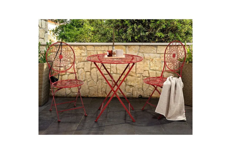 Cafeset Beliani Scario Red - Hagemøbler - Balkong - Balkongmøbler - Balkonggrupper