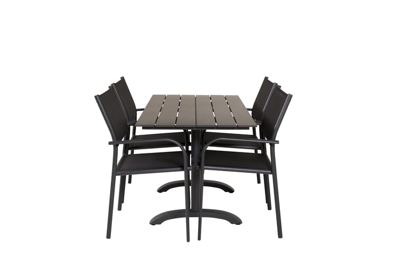 Denver Spisegruppe 120 cm + 4 Santorini Karmstoler Svart - Venture Home - Hagemøbler - Balkong - Balkongmøbler - Balkonggrupper