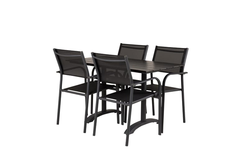 Denver Spisegruppe 120 cm + 4 Santorini Karmstoler Svart - Venture Home - Hagemøbler - Balkong - Balkongmøbler - Balkonggrupper