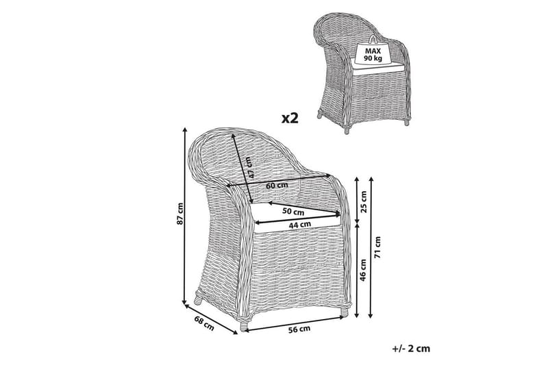 Fåtölj Beliani Susua Ii set om 2 Ljusbeige - Hagemøbler - Balkong - Balkongmøbler - Balkongstoler