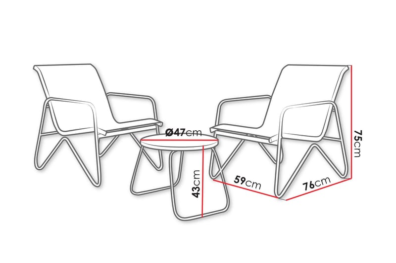 Glenhollow Cafesett Utendørs - Grå - Hagemøbler - Balkong - Balkongmøbler - Balkonggrupper