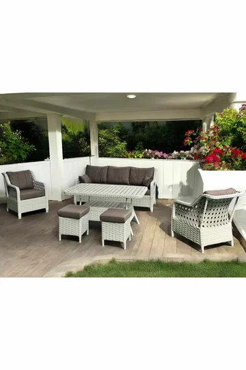 Hage-loungesett Atelier Del Sofa Rondi (175 x 78 x 60 cm) Melkebrun - Melkebrun - Hagemøbler - Balkong - Balkongmøbler - Balkonggrupper