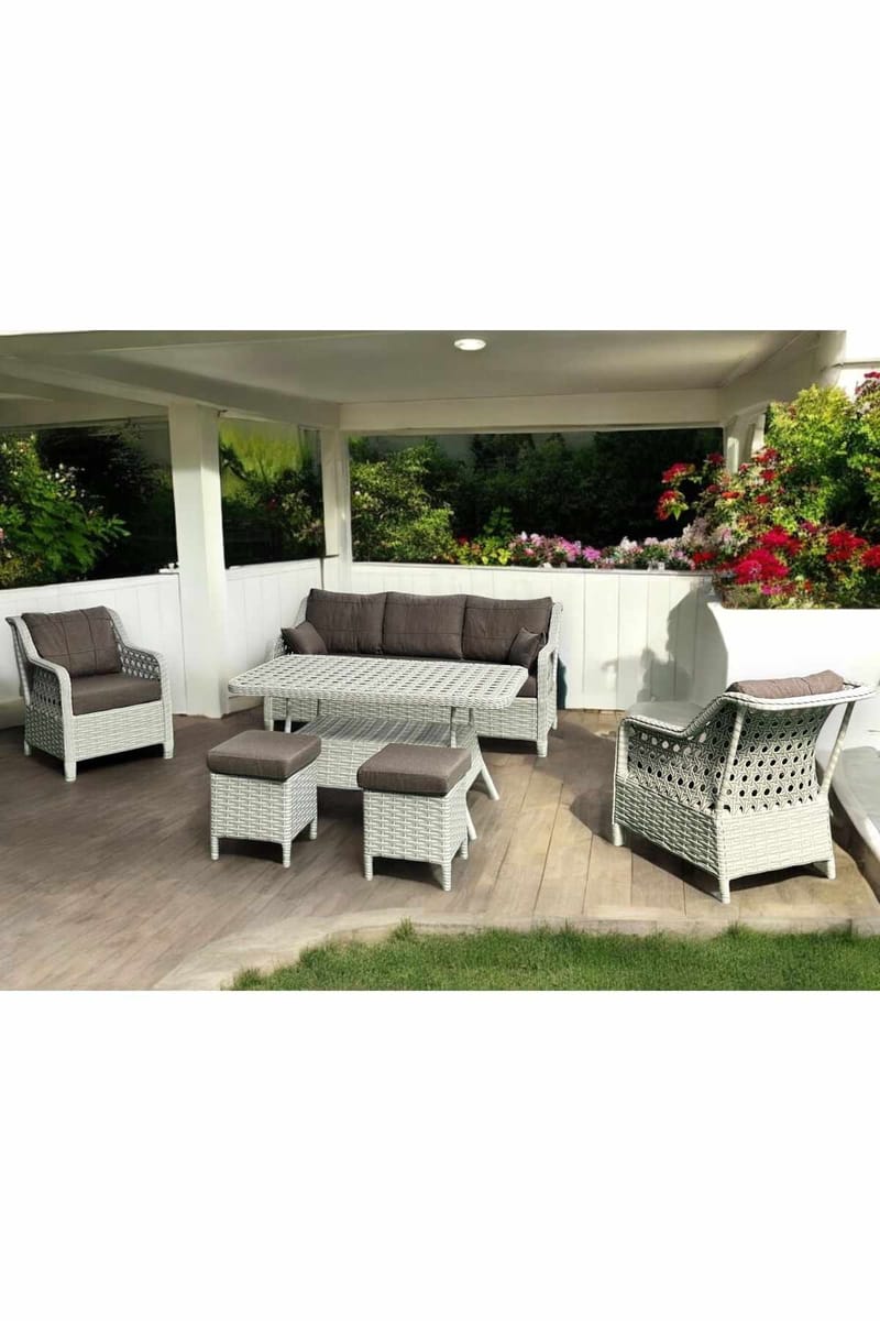 Hage-loungesett Atelier Del Sofa Rondi (175 x 78 x 60 cm) Melkebrun - Melkebrun - Hagemøbler - Balkong - Balkongmøbler - Balkonggrupper