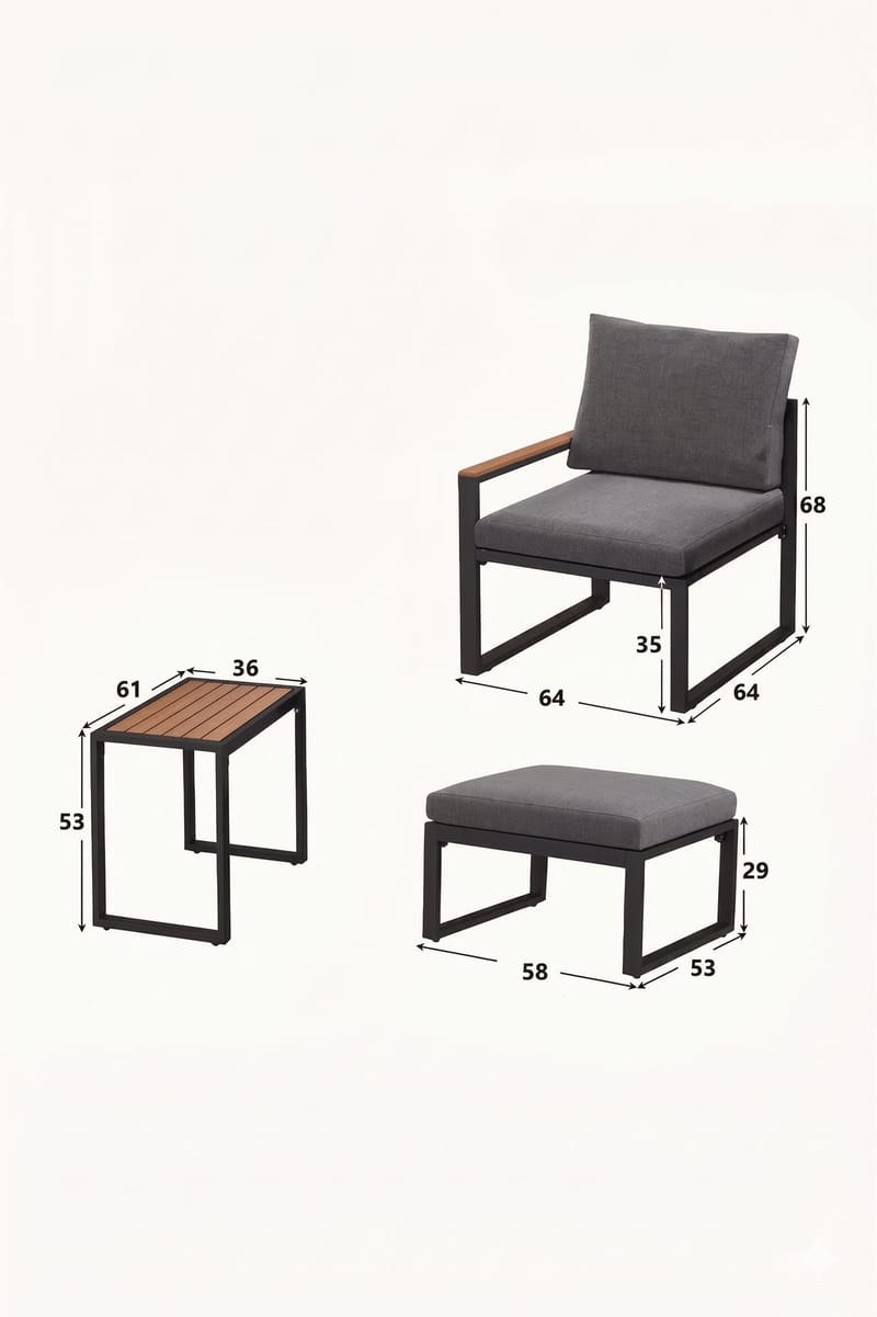 Hage-loungesett Hanah Home Multilounge (64 x 68 x 64 cm) Grå - Grå - Hagemøbler - Balkong - Balkongmøbler - Balkonggrupper