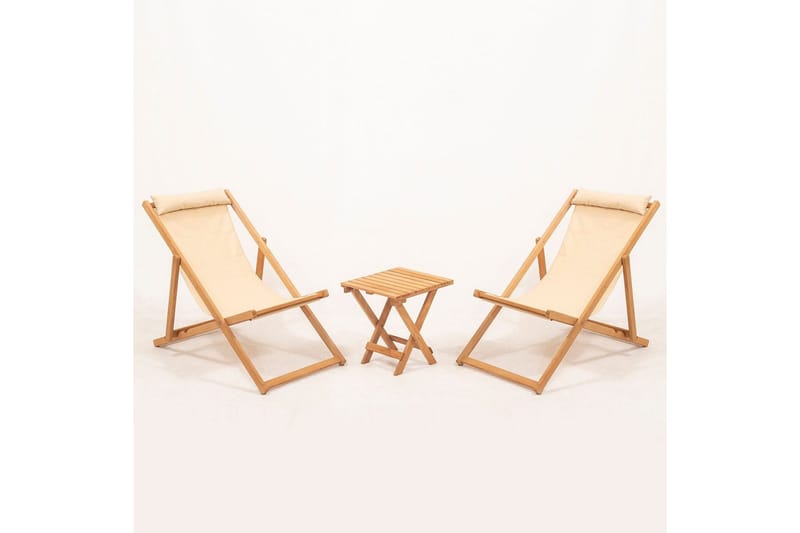 Hagebord- og stolsett (3 deler) Zarith Krem, Cremehvit