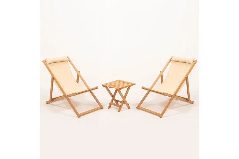 Hagebord- og stolsett (3 deler) Zarith Krem, Cremehvit