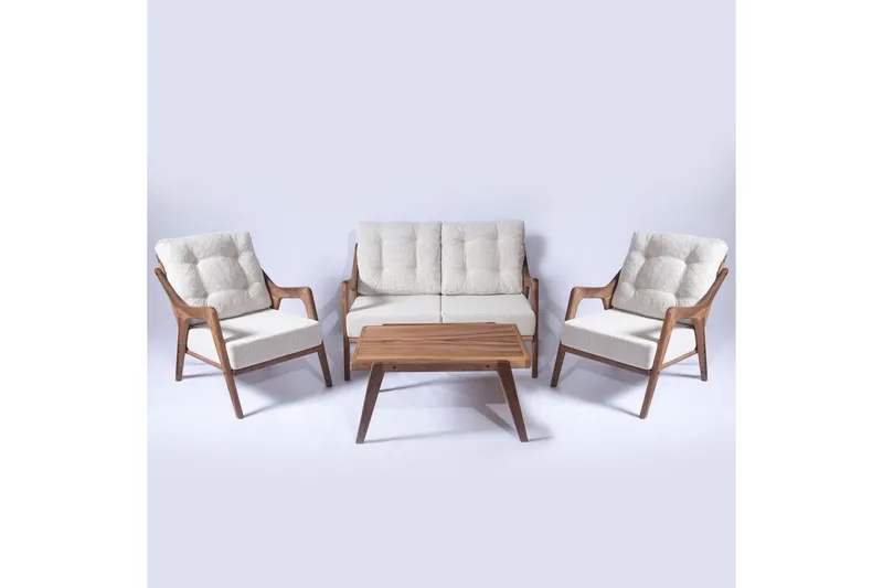 Hagebord- og stolsett (4 deler) Virella01 Krem - Cremehvit - Hagemøbler - Balkong - Balkongmøbler - Balkonggrupper