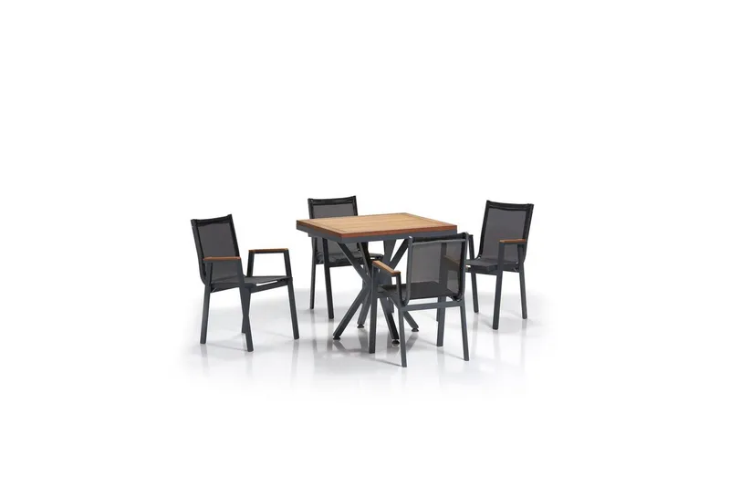 Hagebord- og stolsett (5 deler) Australia Grå / Tre, Multifarget