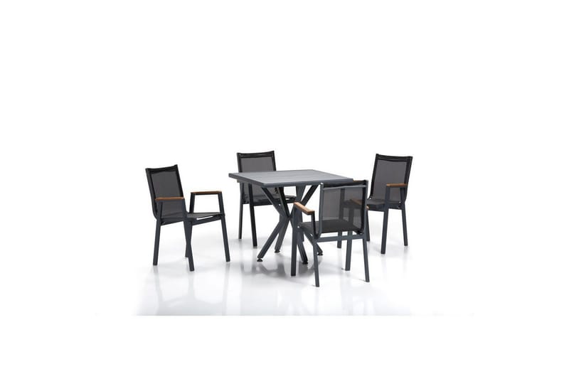 Hagebord- og stolsett (5 deler) Belorhaven Grå / Svart - Svart/Grå - Hagemøbler - Hagegruppe - Spisegrupper hage