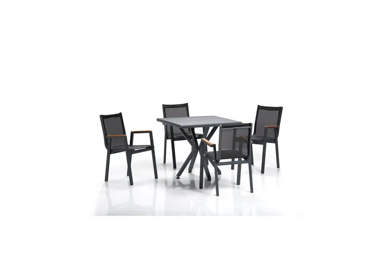 Hagebord- og stolsett (5 deler) Belorhaven Grå / Svart, Svart/Grå