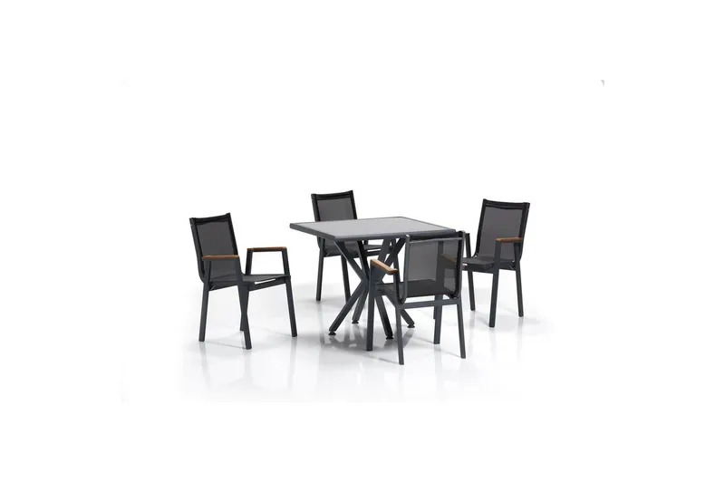 Hagebord- og stolsett (5 deler) Iraland Grå / Svart, Svart/Grå