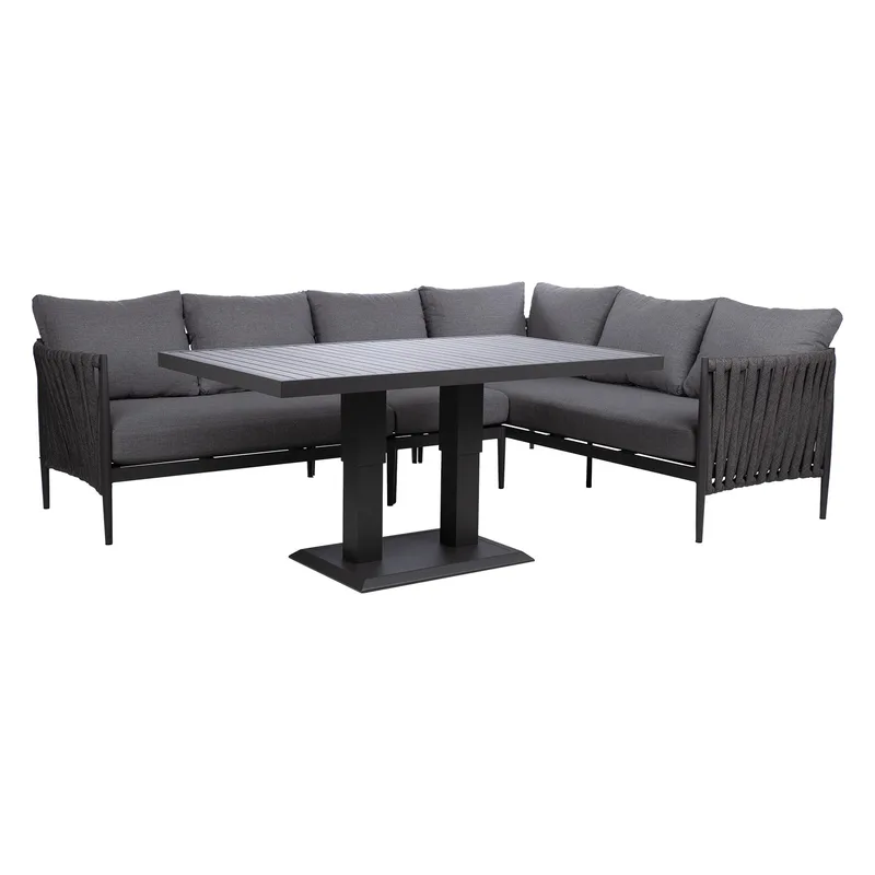 Hagemøbelsett Ängros hjørnesofa og bord, grå