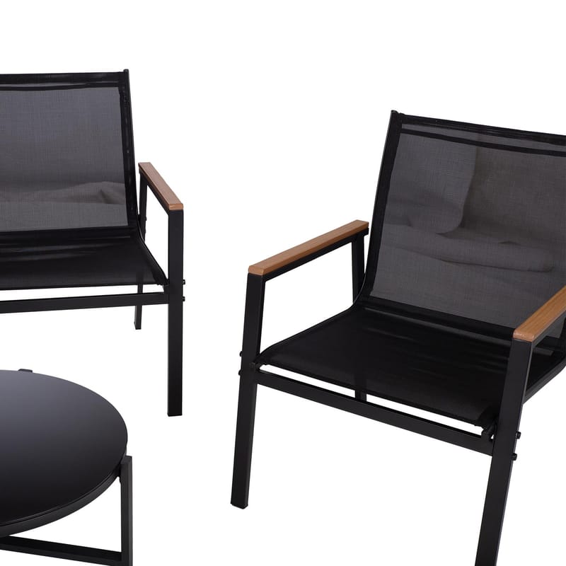 Hagemøbelsett HOME4YOU Canaan bord, benk og 2 stoler svart - Svart - Hagemøbler - Balkong - Balkongmøbler - Balkonggrupper