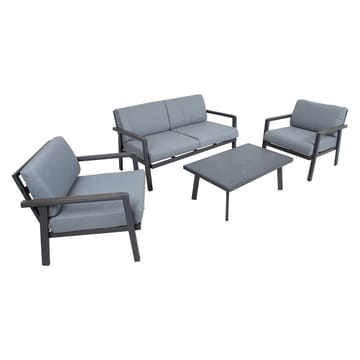 Hagemøbelsett HOME4YOU Delgado bord, sofa og 2 stoler - Grå - Hagemøbler - Balkong - Balkongmøbler - Balkonggrupper