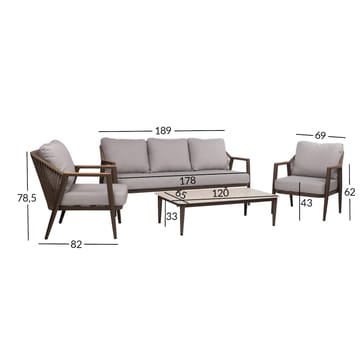 Hagemøbelsett HOME4YOU Delia bord, sofa og 2 stoler - Beige - Hagemøbler - Balkong - Balkongmøbler - Balkonggrupper