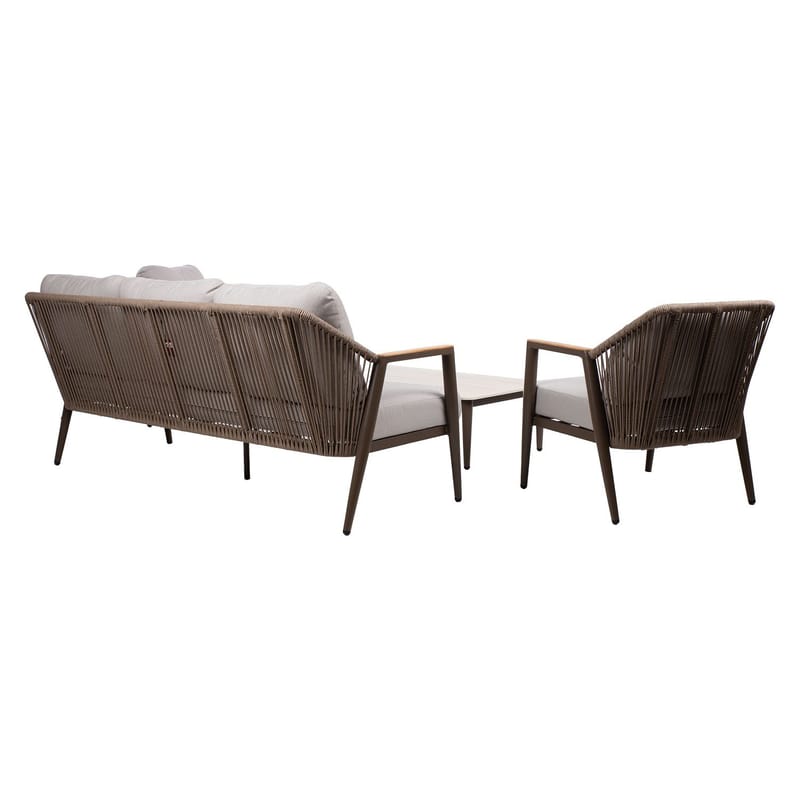 Hagemøbelsett HOME4YOU Delia bord, sofa og 2 stoler - Beige - Hagemøbler - Balkong - Balkongmøbler - Balkonggrupper