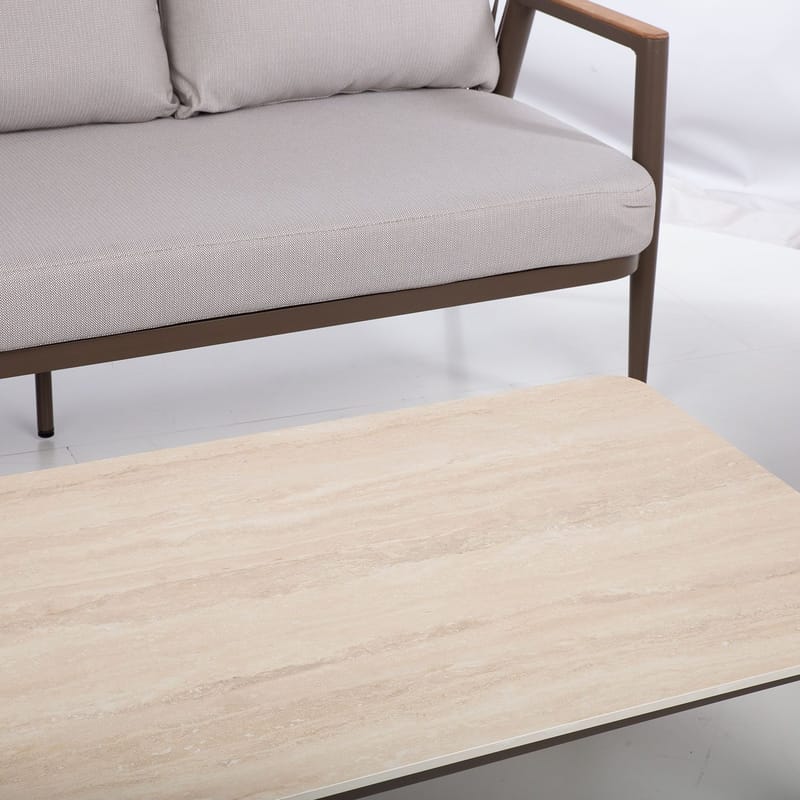 Hagemøbelsett HOME4YOU Delia bord, sofa og 2 stoler - Beige - Hagemøbler - Balkong - Balkongmøbler - Balkonggrupper