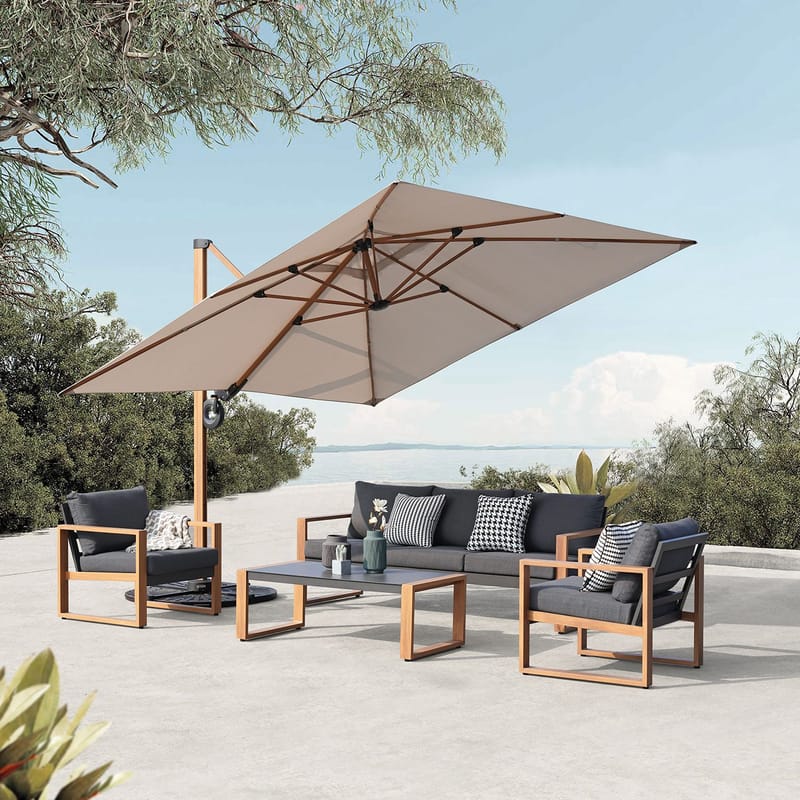 Hagemøbelsett HOME4YOU Duisburg bord, sofa og 2 lenestoler - Grå - Hagemøbler - Balkong - Balkongmøbler - Balkonggrupper