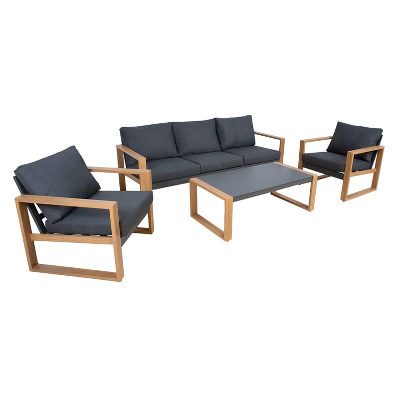 Hagemøbelsett HOME4YOU Duisburg bord, sofa og 2 lenestoler - Grå - Hagemøbler - Balkong - Balkongmøbler - Balkonggrupper