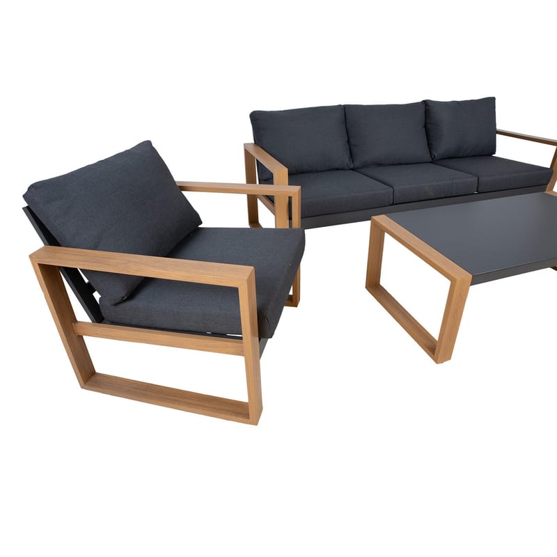 Hagemøbelsett HOME4YOU Duisburg bord, sofa og 2 lenestoler - Grå - Hagemøbler - Balkong - Balkongmøbler - Balkonggrupper