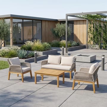 Hagemøbelsett HOME4YOU Florida bord, sofa og 2 lenestoler Beige - Beige - Hagemøbler - Balkong - Balkongmøbler - Balkonggrupper