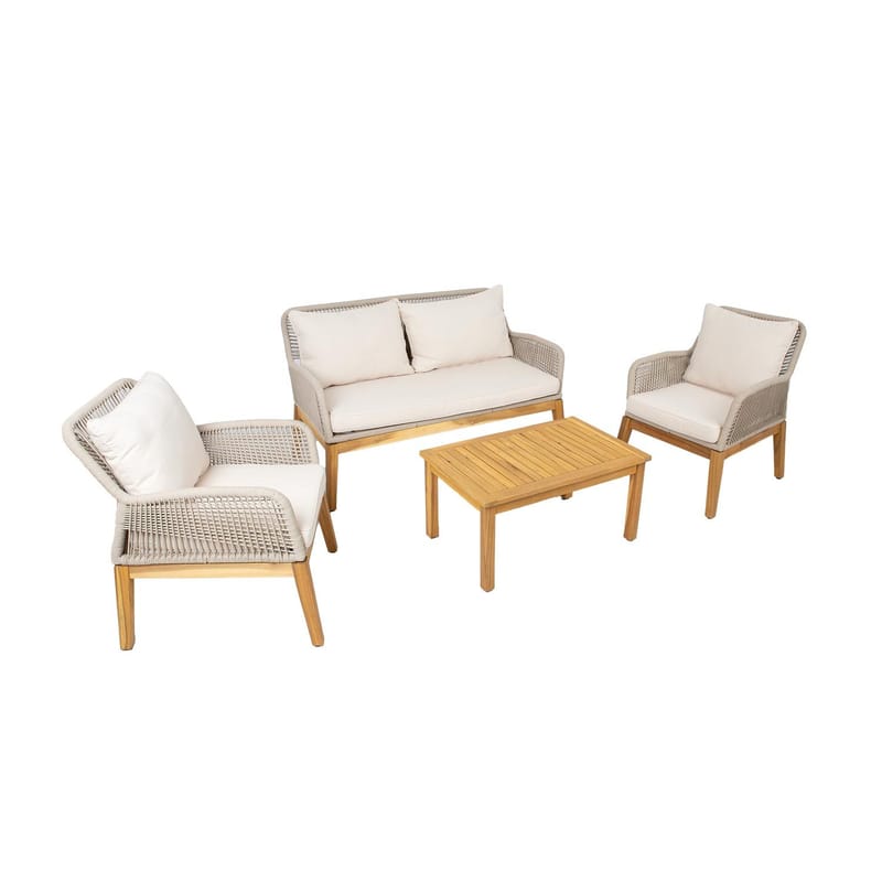 Hagemøbelsett HOME4YOU Florida bord, sofa og 2 lenestoler Beige - Beige - Hagemøbler - Balkong - Balkongmøbler - Balkonggrupper