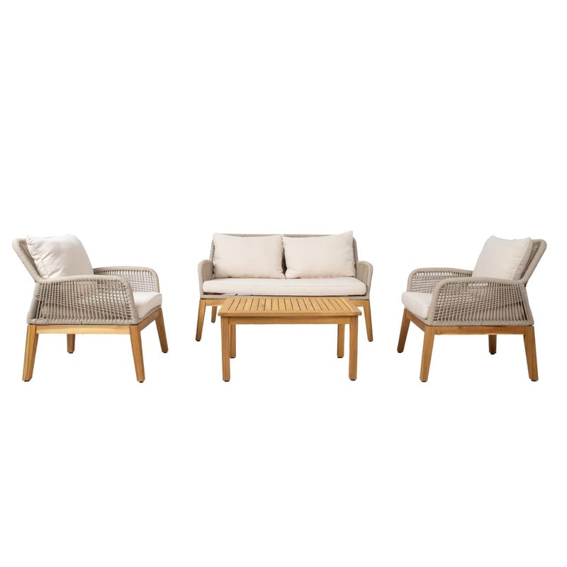 Hagemøbelsett HOME4YOU Florida bord, sofa og 2 lenestoler Beige - Beige - Hagemøbler - Balkong - Balkongmøbler - Balkonggrupper