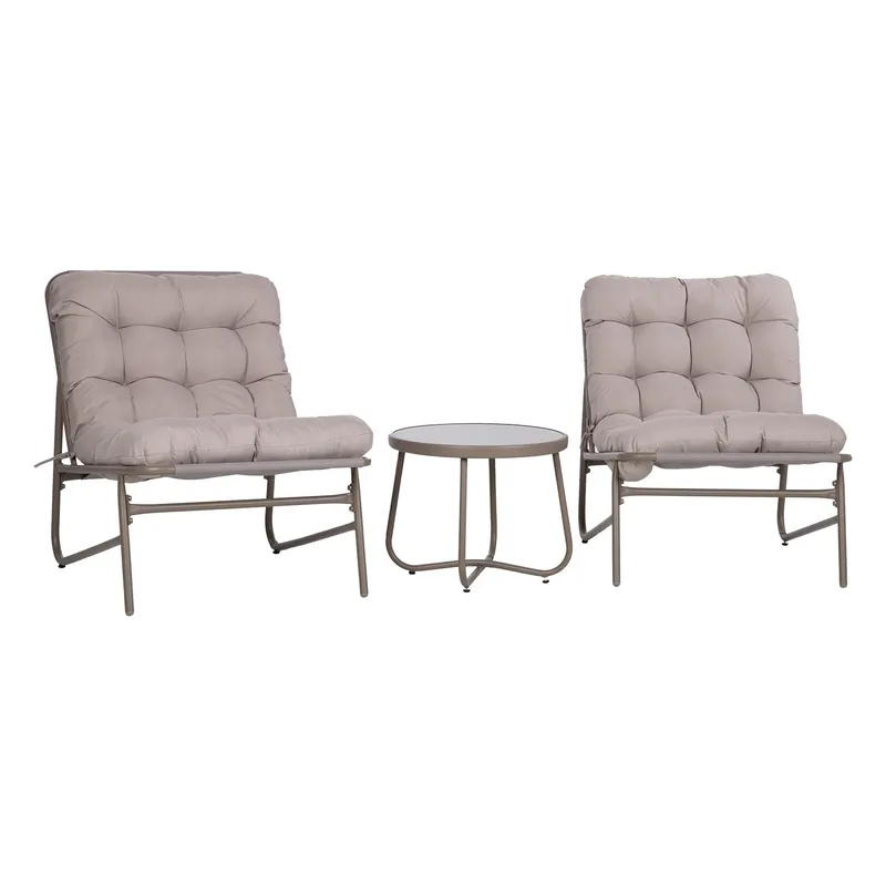 Hagemøbelsett HOME4YOU Jive bord og 2 stoler, taupe - Taupe - Hagemøbler - Balkong - Balkongmøbler - Balkonggrupper