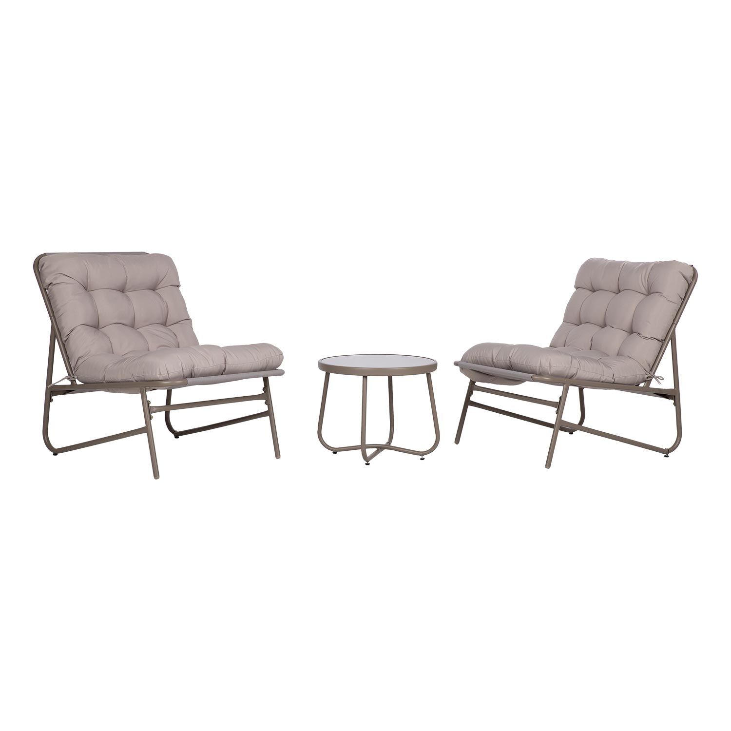 Hagemøbelsett HOME4YOU Jive bord og 2 stoler, taupe - Taupe