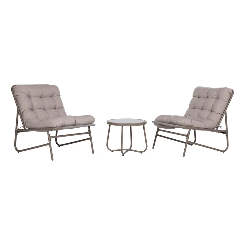 Hagemøbelsett HOME4YOU Jive bord og 2 stoler, taupe, Taupe