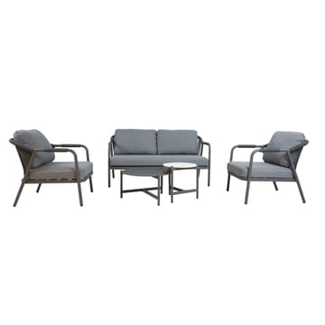 Hagemøbelsett HOME4YOU Kassel 2 bord, sofa og 2 stoler - Grå - Hagemøbler - Balkong - Balkongmøbler - Balkonggrupper