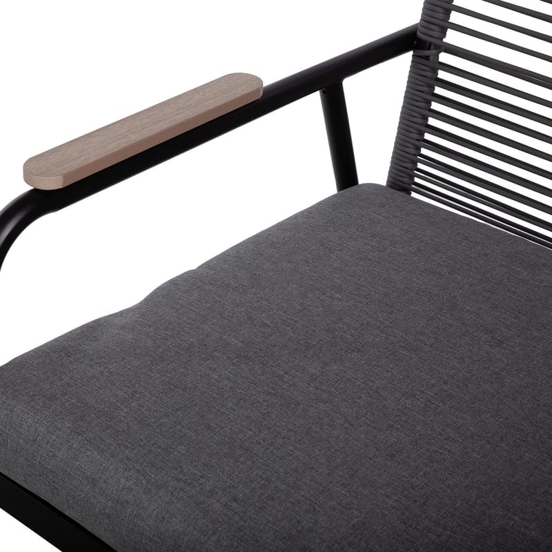 Hagemøbelsett HOME4YOU Macos bord, sofa og 2 stoler Grå/svart - Grå/svart - Hagemøbler - Balkong - Balkongmøbler - Balkonggrupper