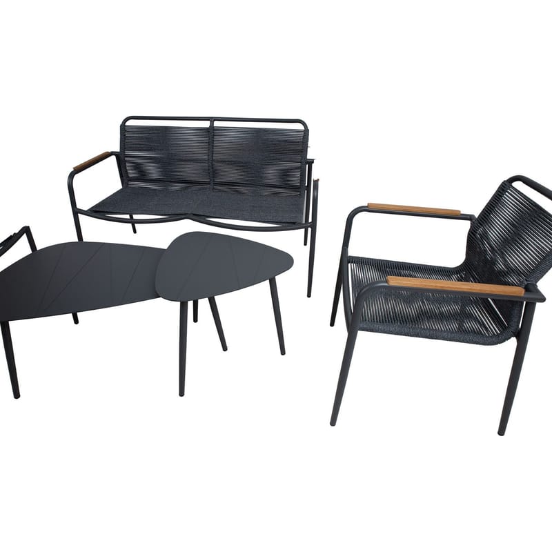 Hagemøbelsett HOME4YOU Nebo 2 bord, benk og 2 stoler - Grå - Hagemøbler - Balkong - Balkongmøbler - Balkonggrupper