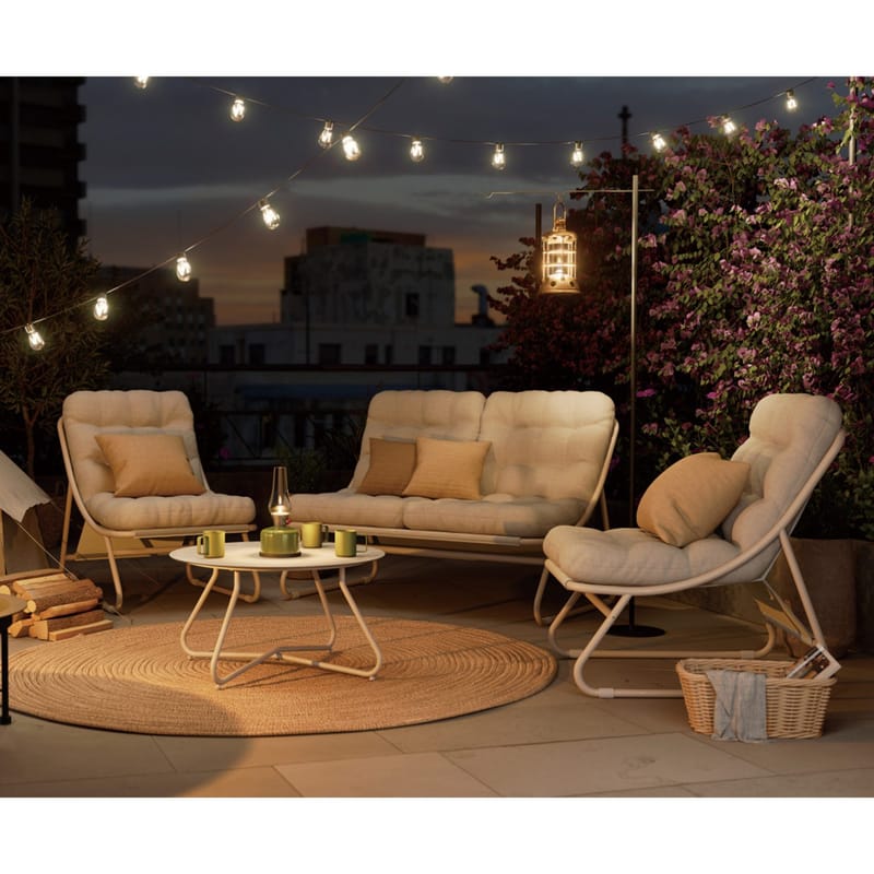 Hagemøbelsett HOME4YOU Samba bord, sofa og 2 stoler lysegrå - lys grå - Hagemøbler - Balkong - Balkongmøbler - Balkonggrupper